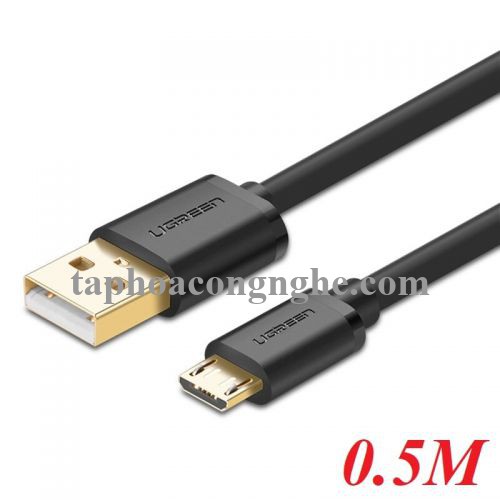 Ugreen 10835 0.5M màu Đen Cáp sạc truyền dữ liệu USB 2.0 sang MICRO USB lõi đồng US125 30010835